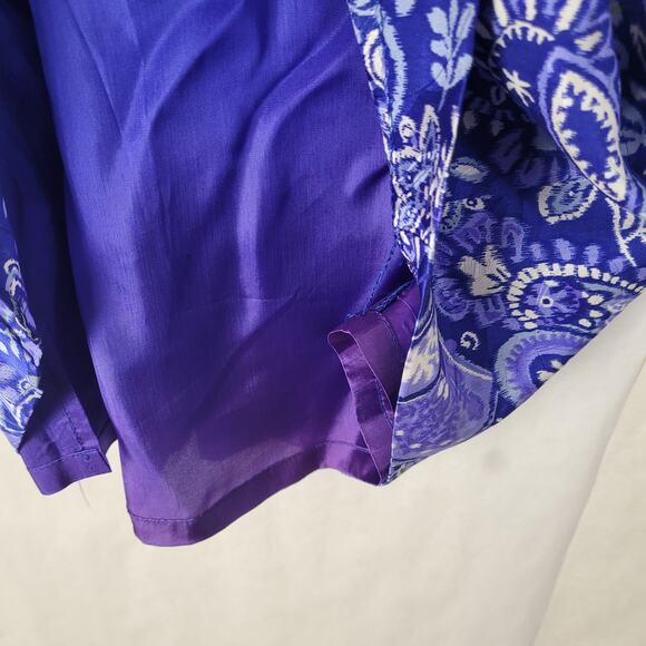 Vintage Adrianna Papell blue floral paisley silk skirt set Size 6 retro maximal - Picture 13 of 16